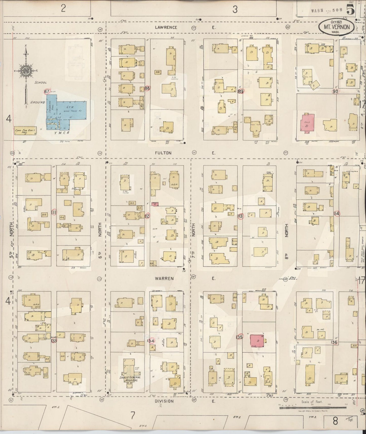 Sanborn Fire Insurance Map from Mount Vernon, Skagit County, Washington (1948), Sheet #0005 - Complete Map Set gallery image, historic Sanborn map, vintage wall art, Washington Washington