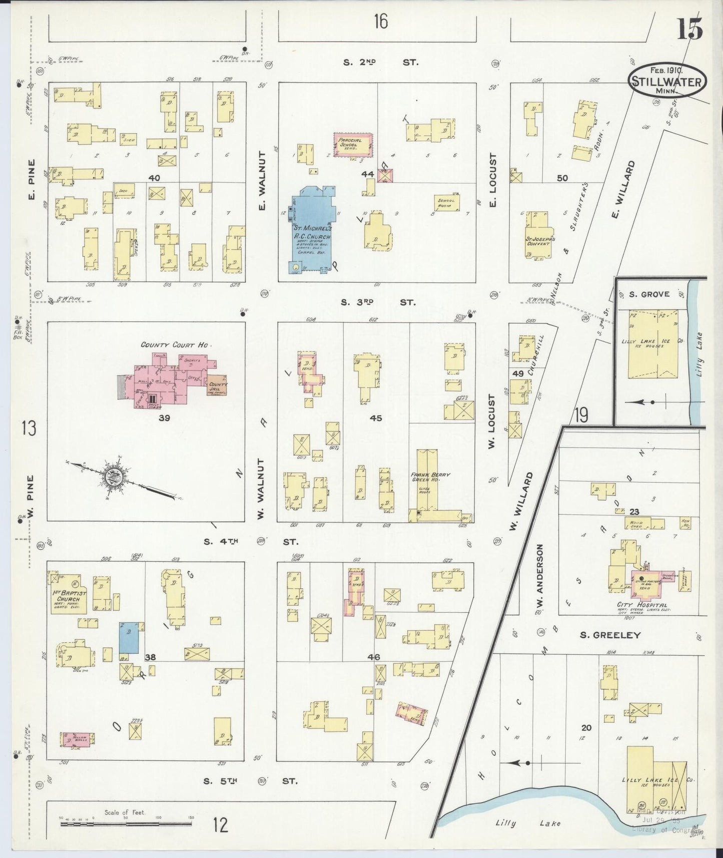 Sanborn Fire Insurance Map from Stillwater, Washington County, Minnesota (1910), Sheet #0015 - Complete Map Set gallery image, historic Sanborn map, vintage wall art, Minnesota Minnesota