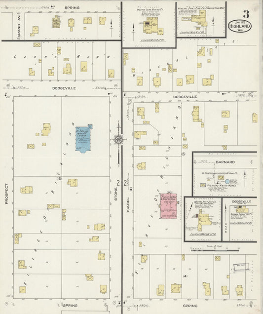 Sanborn Fire Insurance Map from Highland, Iowa County, Wisconsin (1915), Sheet #0003 - Historic Sanborn Fire Insurance Map Print, vintage old map wall art, antique decor, genealogy gift, Wisconsin Wisconsin map