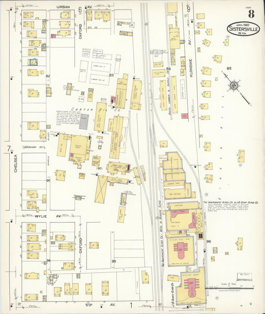 Sanborn Fire Insurance Map from Sistersville, Tyler County, West Virginia (1922), Sheet #0008 - Historic Sanborn Fire Insurance Map Print, vintage old map wall art, antique decor, genealogy gift, West Virginia West Virginia map