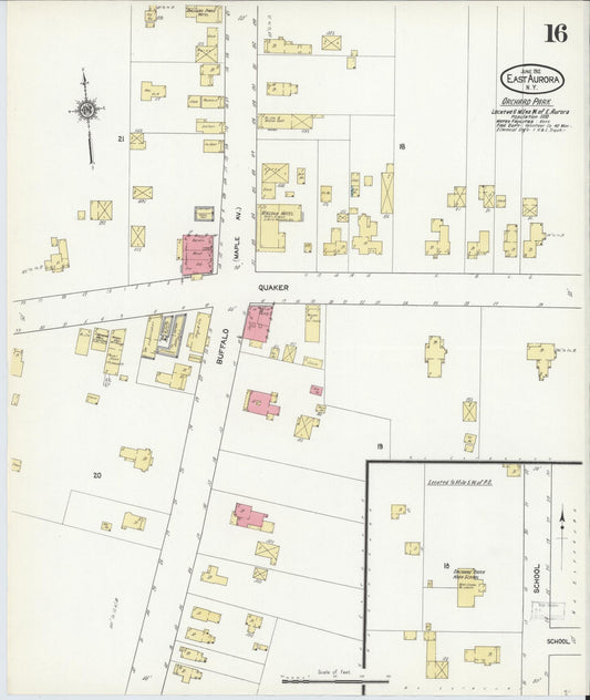Sanborn Fire Insurance Map from East Aurora, Erie County, New York (1912), Sheet #0016 - Historic Sanborn Fire Insurance Map Print, vintage old map wall art, antique decor, genealogy gift, New York New York map