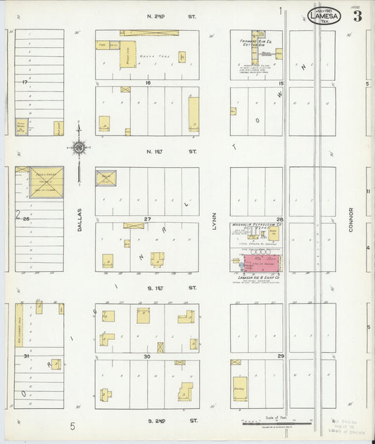 Sanborn Fire Insurance Map from Lamesa, Dawson County, Texas (1921), Sheet #0003 - Historic Sanborn Fire Insurance Map Print, vintage old map wall art, antique decor, genealogy gift, Texas Texas map