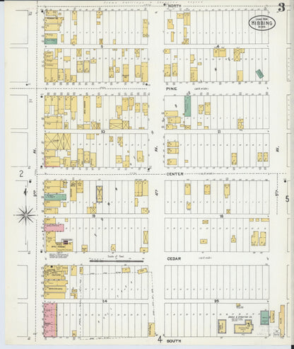 Sanborn Fire Insurance Map from Hibbing, Saint Louis County, Minnesota (1904), Sheet #0003 - Historic Sanborn Fire Insurance Map Print, vintage old map wall art, antique decor, genealogy gift, Minnesota Minnesota map