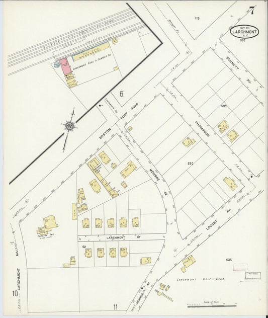Sanborn Fire Insurance Map from Larchmont, Westchester County, New York (1911), Sheet #0007 - Historic Sanborn Fire Insurance Map Print, vintage old map wall art, antique decor, genealogy gift, New York New York map