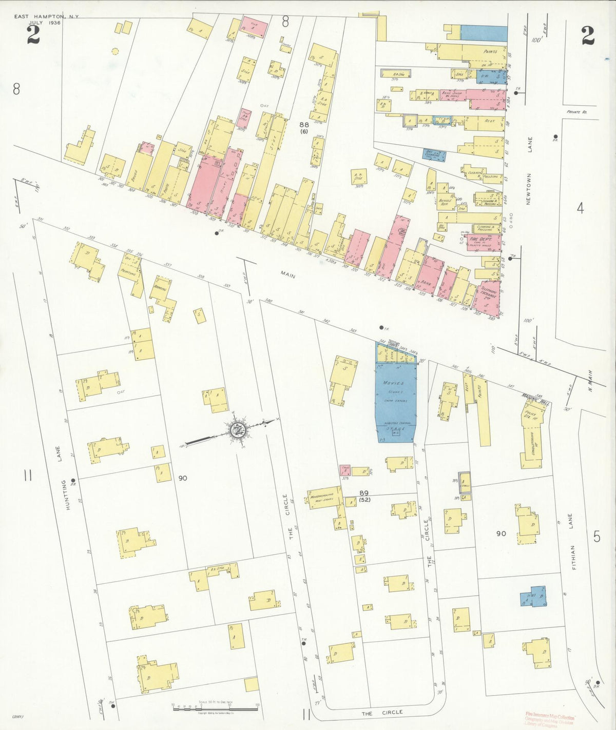 Sanborn Fire Insurance Map from Easthampton, Suffolk County, New York (1936), Sheet #0002 - Complete Map Set gallery image, historic Sanborn map, vintage wall art, New York New York