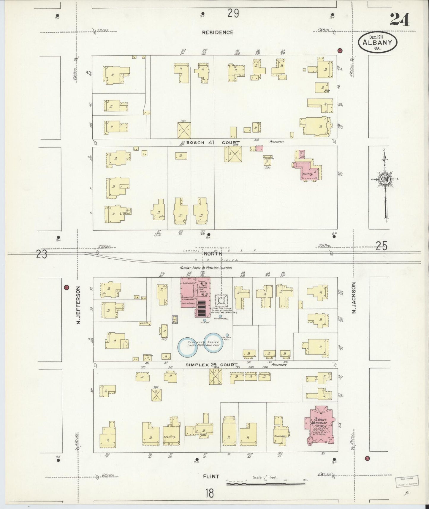 Sanborn Fire Insurance Map from Albany, Dougherty County, Georgia (1911), Sheet #0024 - Historic Sanborn Fire Insurance Map Print, vintage old map wall art, antique decor, genealogy gift, Georgia Georgia map