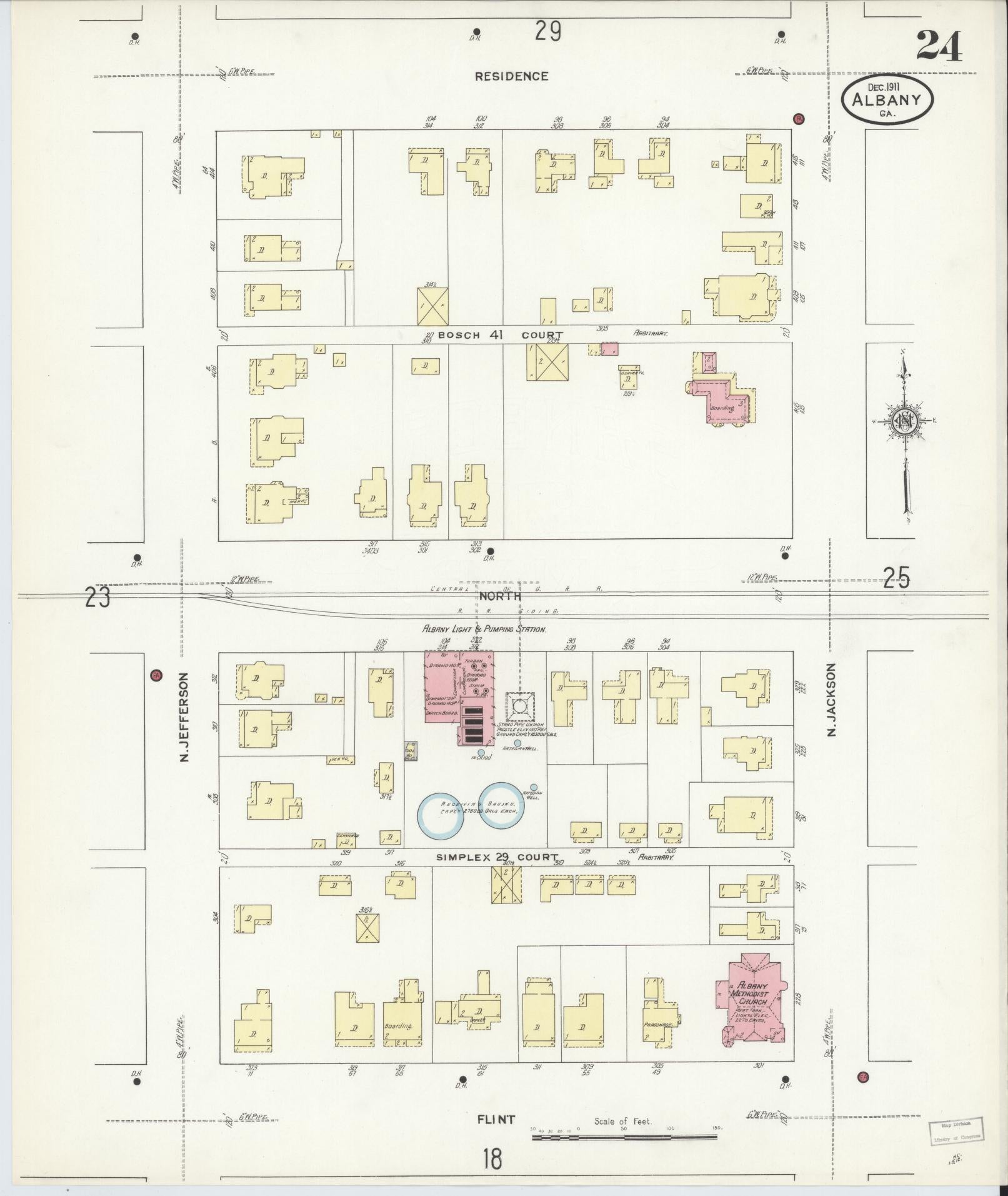 Sanborn Fire Insurance Map from Albany, Dougherty County, Georgia (1911), Sheet #0024 - Historic Sanborn Fire Insurance Map Print, vintage old map wall art, antique decor, genealogy gift, Georgia Georgia map
