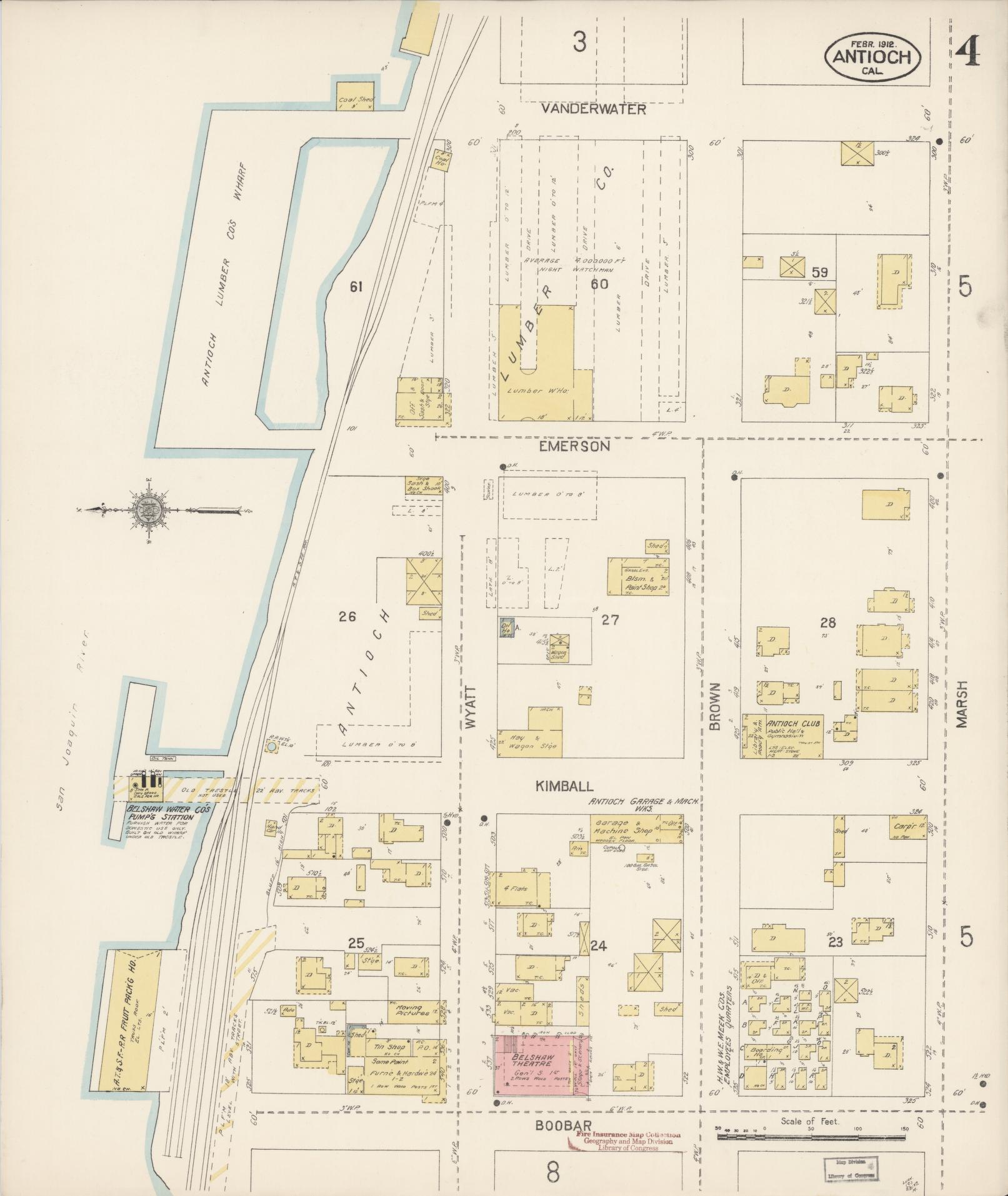 Sanborn Fire Insurance Map from Antioch, Contra Costa County, California (1912), Sheet #0004 - Historic Sanborn Fire Insurance Map Print, vintage old map wall art, antique decor, genealogy gift, California California map