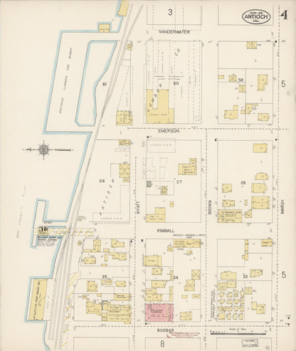 Sanborn Fire Insurance Map from Antioch, Contra Costa County, California (1912), Sheet #0004 - Historic Sanborn Fire Insurance Map Print, vintage old map wall art, antique decor, genealogy gift, California California map