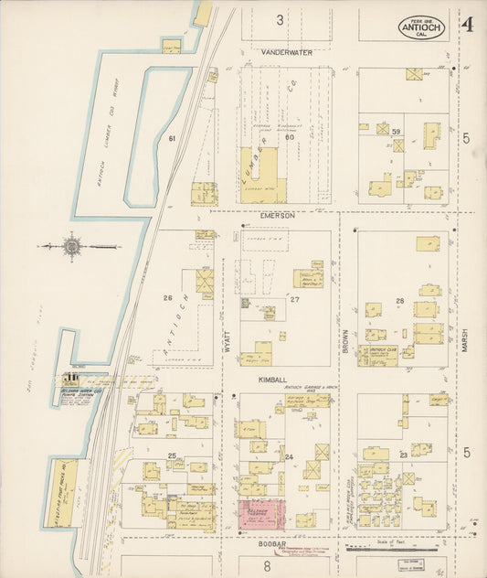 Sanborn Fire Insurance Map from Antioch, Contra Costa County, California (1912), Sheet #0004 - Historic Sanborn Fire Insurance Map Print, vintage old map wall art, antique decor, genealogy gift, California California map