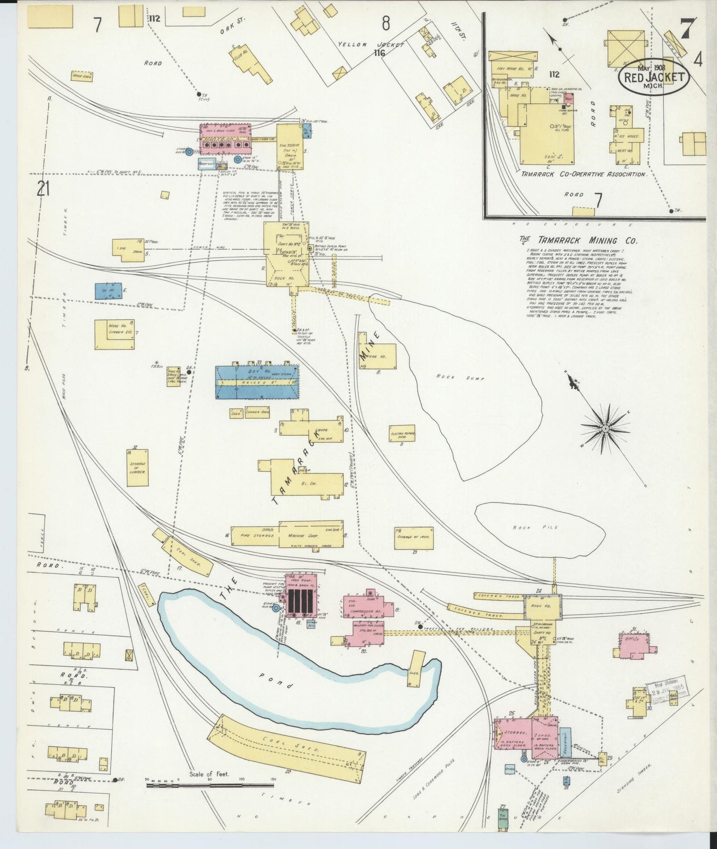 Sanborn Fire Insurance Map from Red Jacket, Houghton County, Michigan (1908), Sheet #0007 - Complete Map Set gallery image, historic Sanborn map, vintage wall art, Michigan Michigan