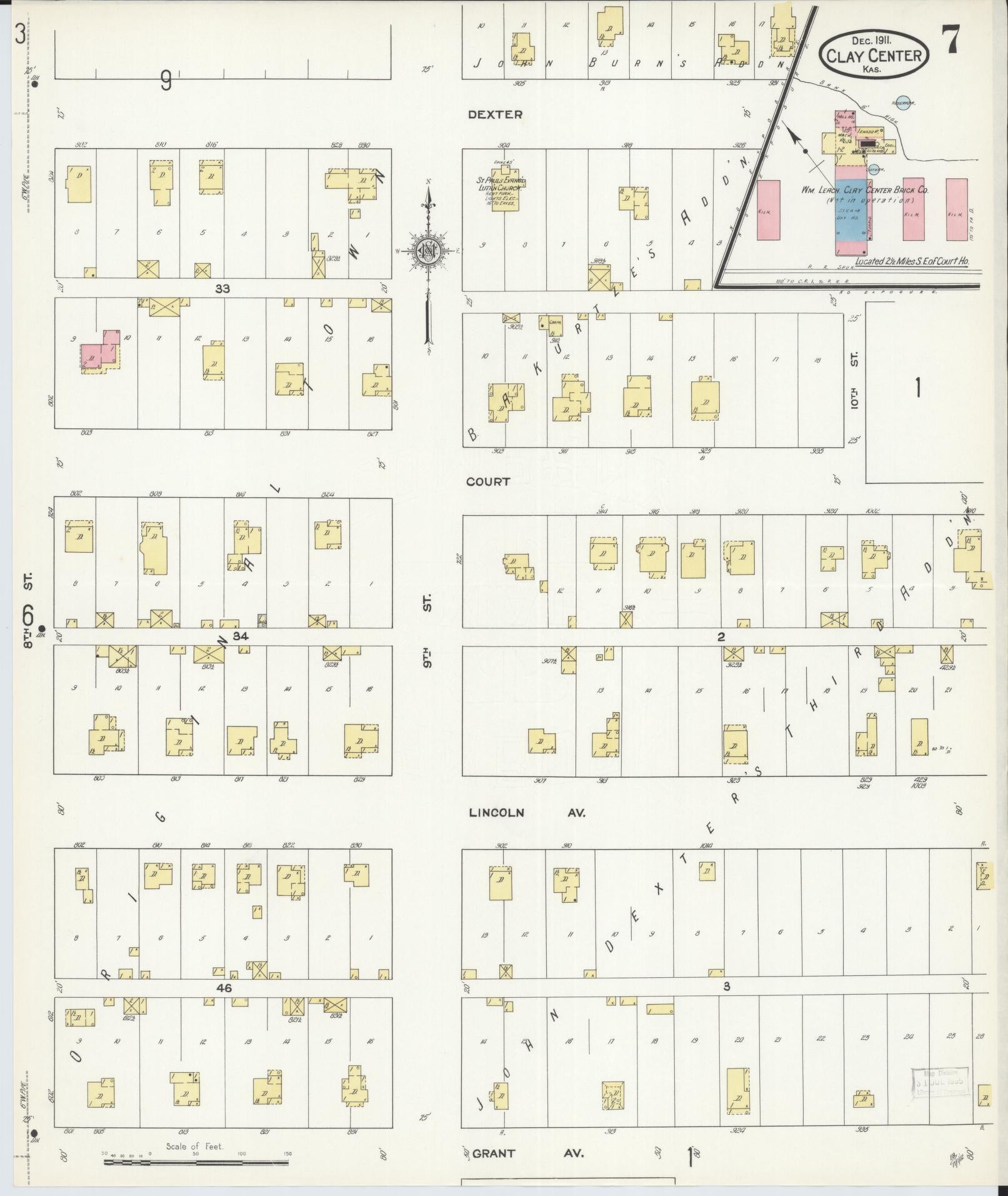 Sanborn Fire Insurance Map from Clay Center, Clay County, Kansas (1911), Sheet #0007 - Complete Map Set gallery image, historic Sanborn map, vintage wall art, Kansas Kansas