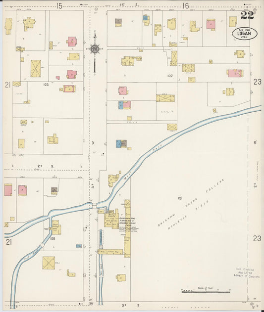 Sanborn Fire Insurance Map from Logan, Cache County, Utah (1911), Sheet #0022 - Historic Sanborn Fire Insurance Map Print, vintage old map wall art, antique decor, genealogy gift, Utah Utah map