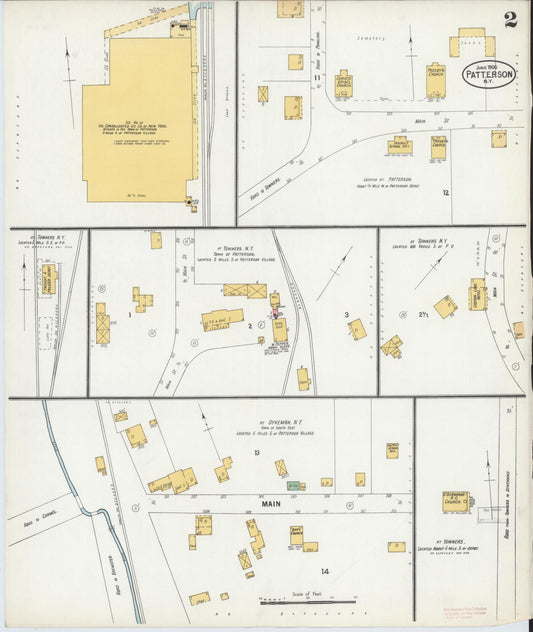 Sanborn Fire Insurance Map from Patterson, Putnam County, New York (1900), Sheet #0002 - Historic Sanborn Fire Insurance Map Print, vintage old map wall art, antique decor, genealogy gift, New York New York map