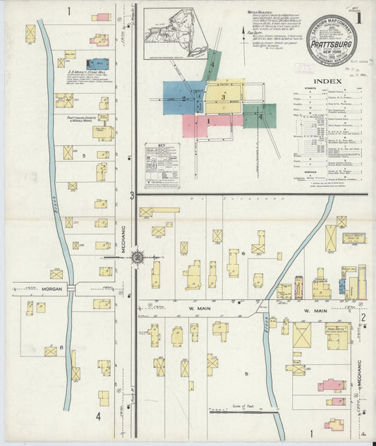 Sanborn Fire Insurance Map from Prattsburgh, Steuben County, New York (1913), Sheet #0001 - Complete Map Set gallery image, historic Sanborn map, vintage wall art, New York New York