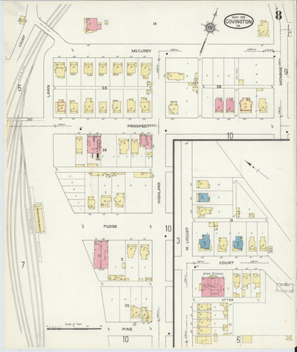 Sanborn Fire Insurance Map from Covington, Independent Cities, Virginia (1913), Sheet #0008 - Complete Map Set gallery image, historic Sanborn map, vintage wall art, Virginia Virginia