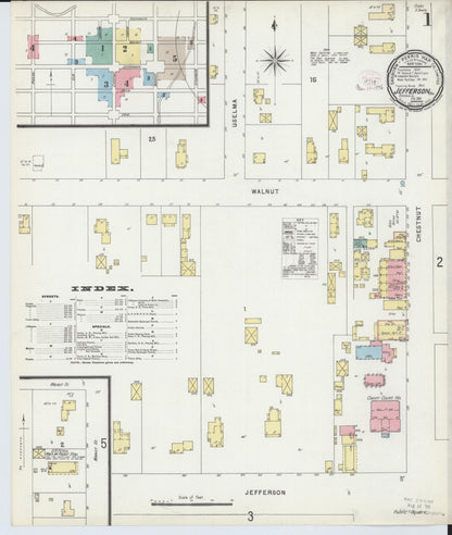 Sanborn Fire Insurance Map from Jefferson, Ashtabula County, Ohio (1896), Sheet #0001 - Historic Sanborn Fire Insurance Map Print, vintage old map wall art, antique decor, genealogy gift, Ohio Ohio map
