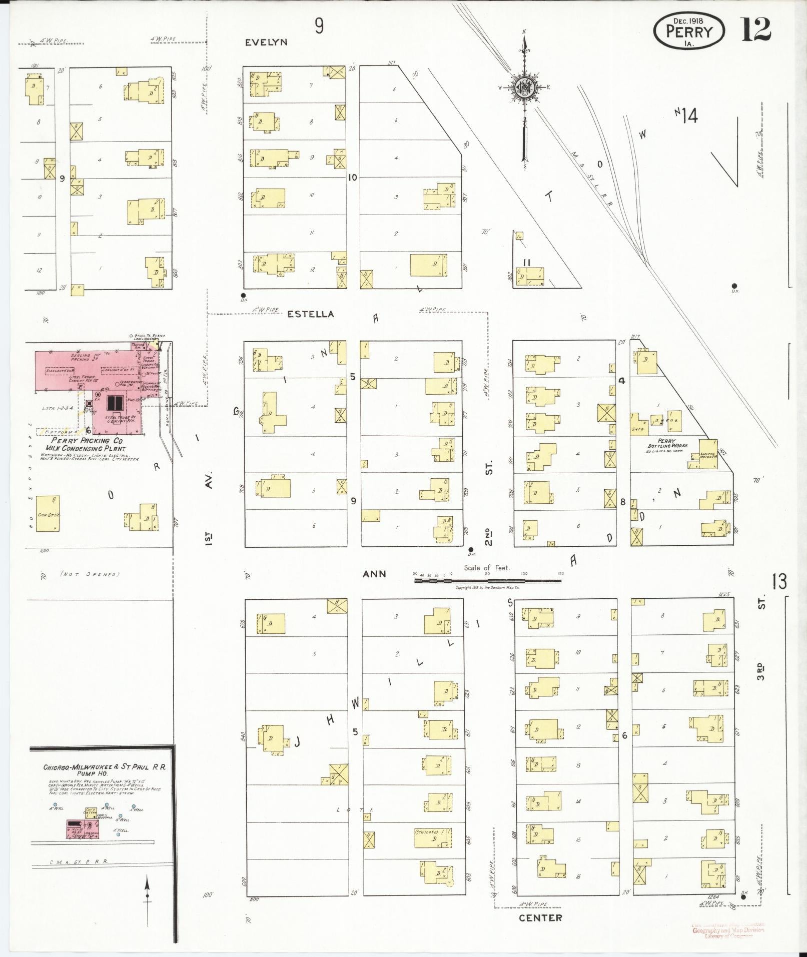 Sanborn Fire Insurance Map from Perry, Dallas County, Iowa (1918), Sheet #0012 - Historic Sanborn Fire Insurance Map Print, vintage old map wall art