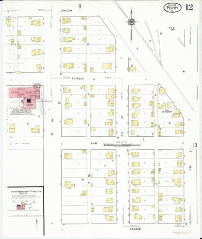 Sanborn Fire Insurance Map from Perry, Dallas County, Iowa (1918), Sheet #0012 - Historic Sanborn Fire Insurance Map Print, vintage old map wall art
