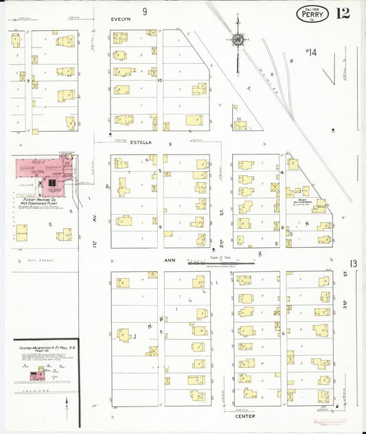 Sanborn Fire Insurance Map from Perry, Dallas County, Iowa (1918), Sheet #0012 - Historic Sanborn Fire Insurance Map Print, vintage old map wall art