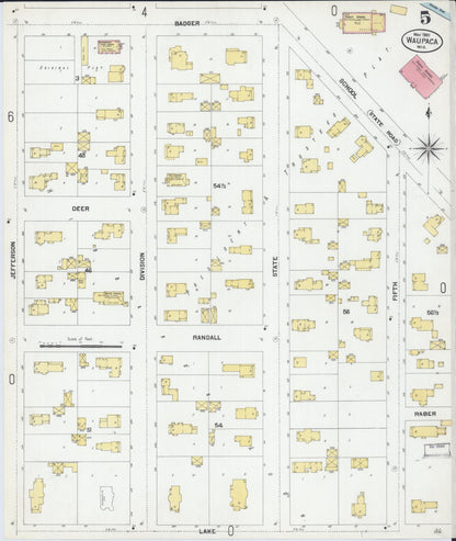 Sanborn Fire Insurance Map from Waupaca, Waupaca County, Wisconsin (1901), Sheet #0005 - Complete Map Set gallery image, historic Sanborn map, vintage wall art, Wisconsin Wisconsin