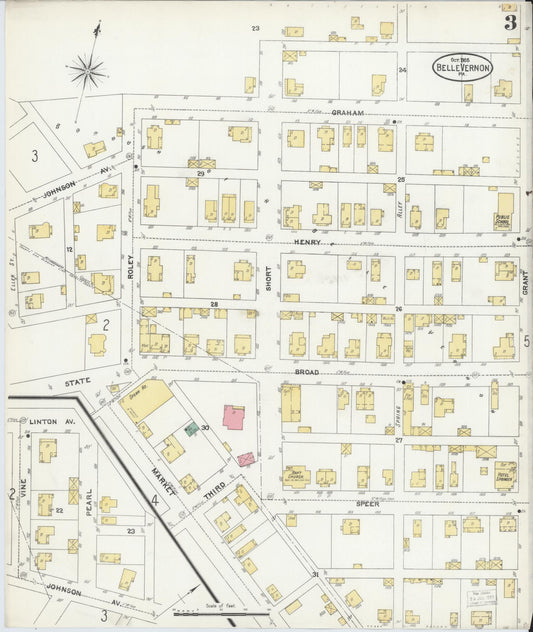 Sanborn Fire Insurance Map from Belle Vernon, Fayette County, Pennsylvania (1905), Sheet #0003 - Historic Sanborn Fire Insurance Map Print, vintage old map wall art, antique decor, genealogy gift, Pennsylvania Pennsylvania map