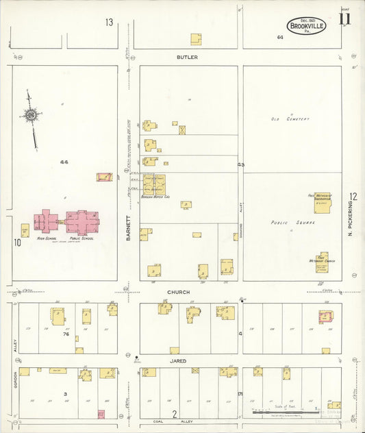 Sanborn Fire Insurance Map from Brookville, Jefferson County, Pennsylvania (1921), Sheet #0011 - Historic Sanborn Fire Insurance Map Print, vintage old map wall art, antique decor, genealogy gift, Pennsylvania Pennsylvania map