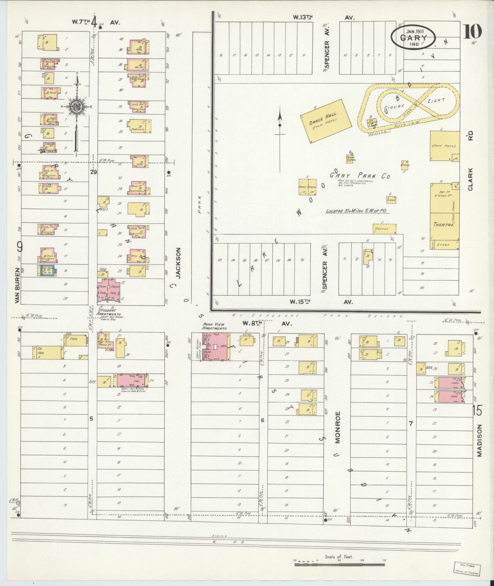 Sanborn Fire Insurance Map from Gary, Lake County, Indiana (1911), Sheet #0010 - Complete Map Set gallery image, historic Sanborn map, vintage wall art, Indiana Indiana