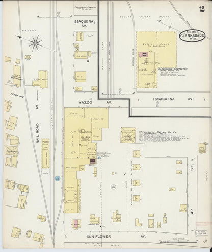 Sanborn Fire Insurance Map from Clarksdale, Coahoma County, Mississippi (1892), Sheet #0002 - Complete Map Set gallery image, historic Sanborn map, vintage wall art, Mississippi Mississippi