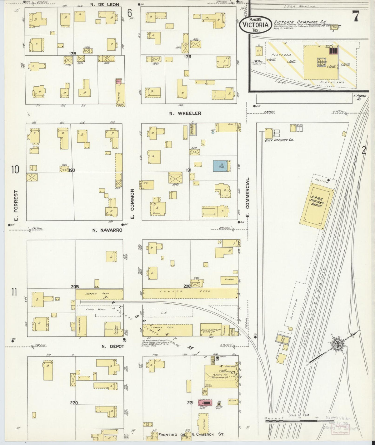Sanborn Fire Insurance Map from Victoria, Victoria County, Texas (1912), Sheet #0007 - Complete Map Set gallery image, historic Sanborn map, vintage wall art, Texas Texas
