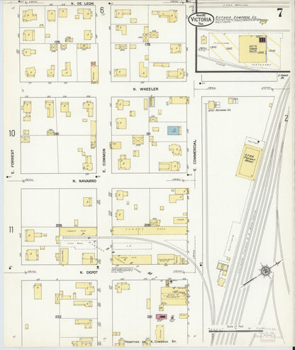Sanborn Fire Insurance Map from Victoria, Victoria County, Texas (1912), Sheet #0007 - Complete Map Set gallery image, historic Sanborn map, vintage wall art, Texas Texas