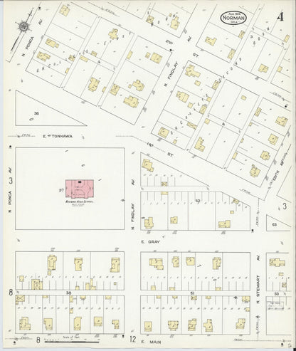 Sanborn Fire Insurance Map from Norman, Cleveland County, Oklahoma (1914), Sheet #0004 - Complete Map Set gallery image, historic Sanborn map, vintage wall art, Oklahoma Oklahoma