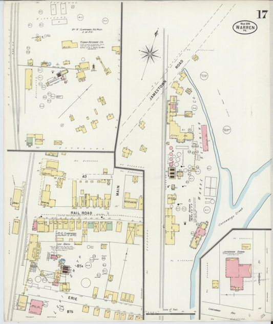 Sanborn Fire Insurance Map from Warren, Warren County, Pennsylvania (1898), Sheet #0017 - Historic Sanborn Fire Insurance Map Print, vintage old map wall art, antique decor, genealogy gift, Pennsylvania Pennsylvania map