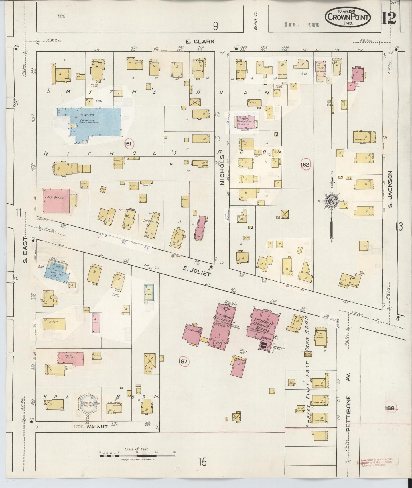 Sanborn Fire Insurance Map from Crown Point, Lake County, Indiana (1948), Sheet #0012 - Complete Map Set gallery image, historic Sanborn map, vintage wall art, Indiana Indiana