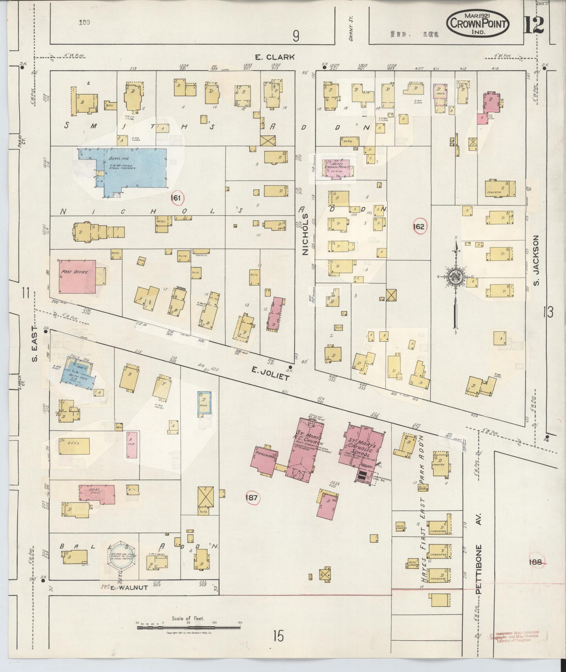 Sanborn Fire Insurance Map from Crown Point, Lake County, Indiana (1948), Sheet #0012 - Complete Map Set gallery image, historic Sanborn map, vintage wall art, Indiana Indiana