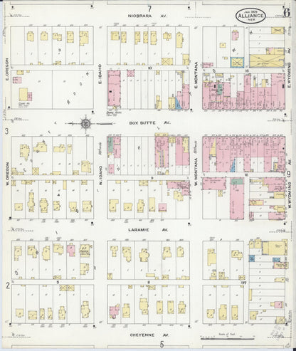 Sanborn Fire Insurance Map from Alliance, Box Butte County, Nebraska (1910), Sheet #0006 - Complete Map Set gallery image, historic Sanborn map, vintage wall art, Nebraska Nebraska
