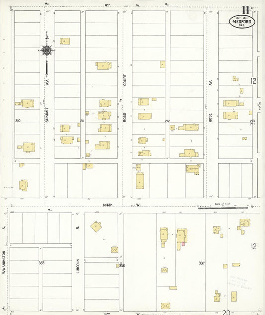 Sanborn Fire Insurance Map from Medford, Jackson County, Oregon (1911), Sheet #0011 - Historic Sanborn Fire Insurance Map Print, vintage old map wall art, antique decor, genealogy gift, Oregon Oregon map
