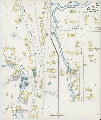 Sanborn Fire Insurance Map from Barton, Orleans County, Vermont (1892), Sheet #0002 - Complete Map Set gallery image, historic Sanborn map, vintage wall art, Vermont Vermont