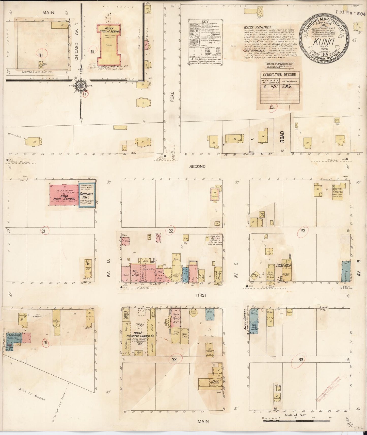 Sanborn Fire Insurance Map from Kuna, Ada County, Idaho (1931), Sheet #0001 - Historic Sanborn Fire Insurance Map Print, vintage old map wall art, antique decor, genealogy gift, Idaho Idaho map