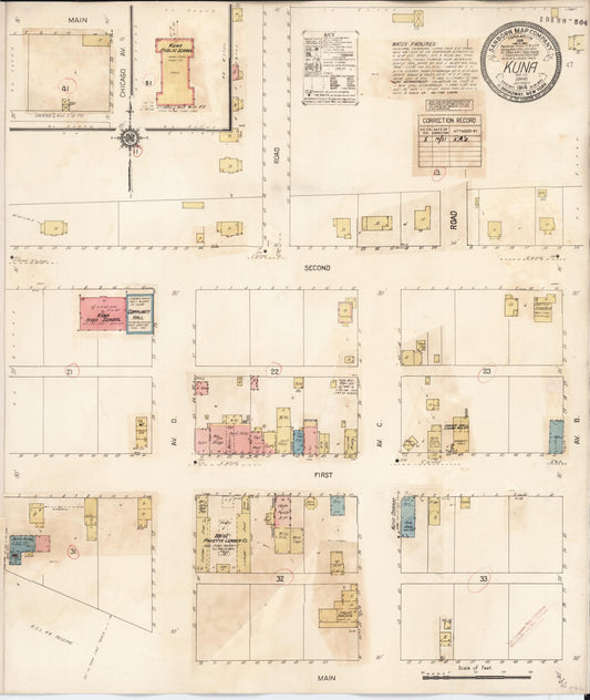 Sanborn Fire Insurance Map from Kuna, Ada County, Idaho (1931), Sheet #0001 - Historic Sanborn Fire Insurance Map Print, vintage old map wall art, antique decor, genealogy gift, Idaho Idaho map