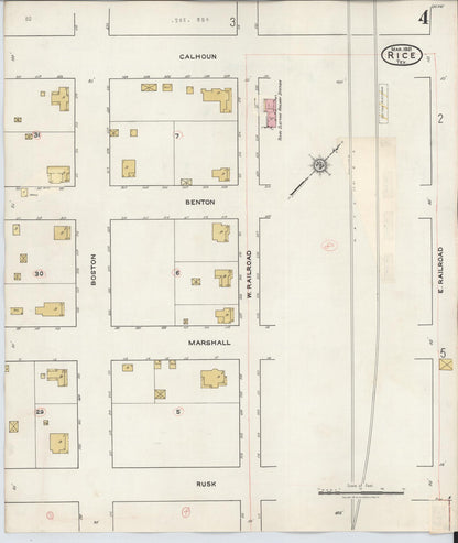 Sanborn Fire Insurance Map from Rice, Navarro County, Texas (1935), Sheet #0004 - Historic Sanborn Fire Insurance Map Print, vintage old map wall art, antique decor, genealogy gift, Texas Texas map