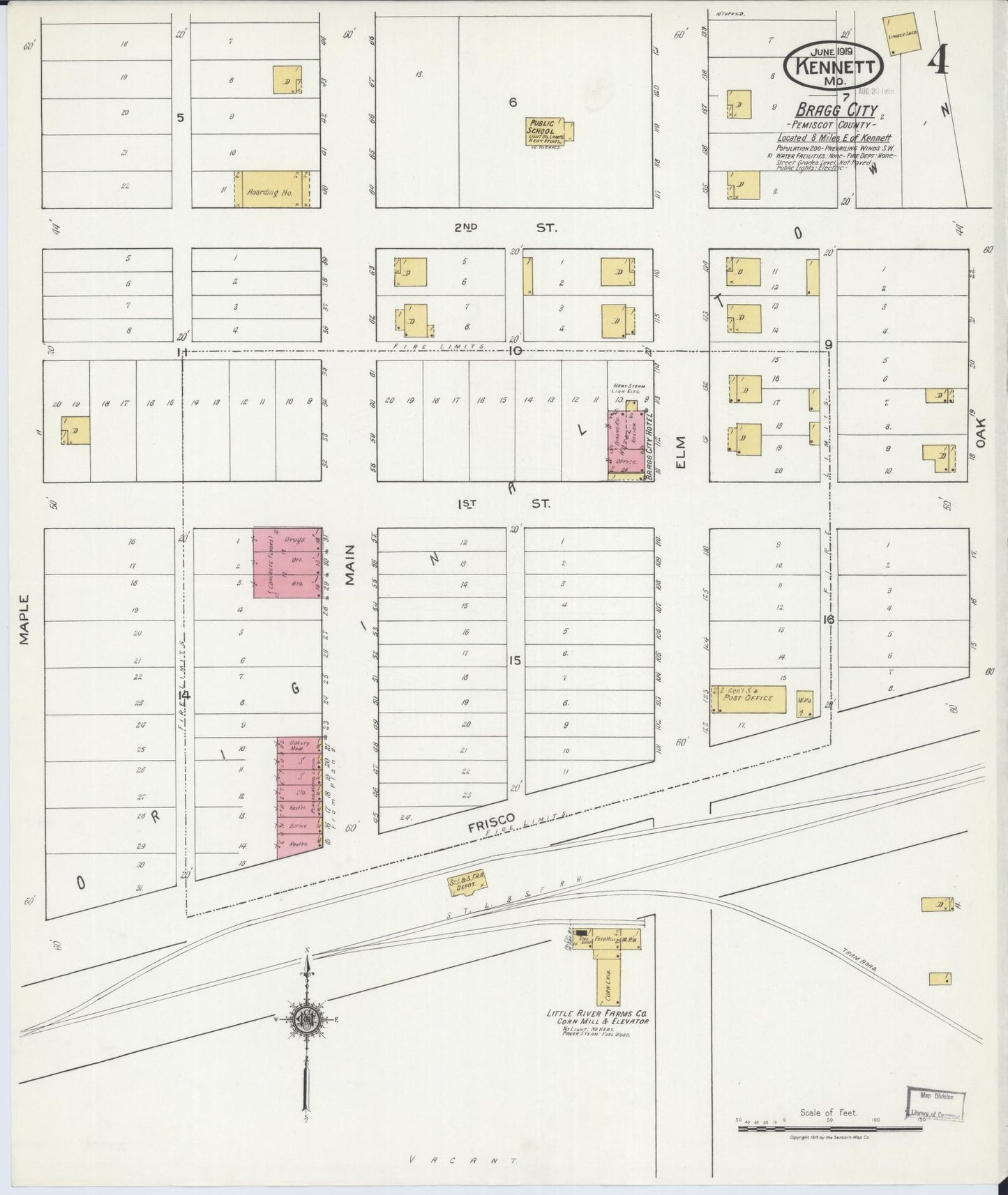 Sanborn Fire Insurance Map from Kennett, Dunklin County, Missouri (1919), Sheet #0004 - Complete Map Set gallery image, historic Sanborn map, vintage wall art, Missouri Missouri