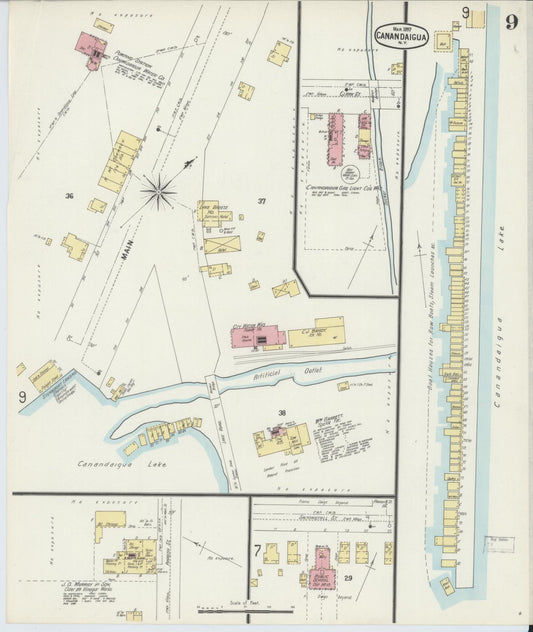 Sanborn Fire Insurance Map from Canandaigua, Ontario County, New York (1897), Sheet #0009 - Historic Sanborn Fire Insurance Map Print, vintage old map wall art, antique decor, genealogy gift, New York New York map