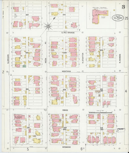 Sanborn Fire Insurance Map from El Paso, El Paso County, Texas (1902), Sheet #0003 - Complete Map Set gallery image, historic Sanborn map, vintage wall art, Texas Texas