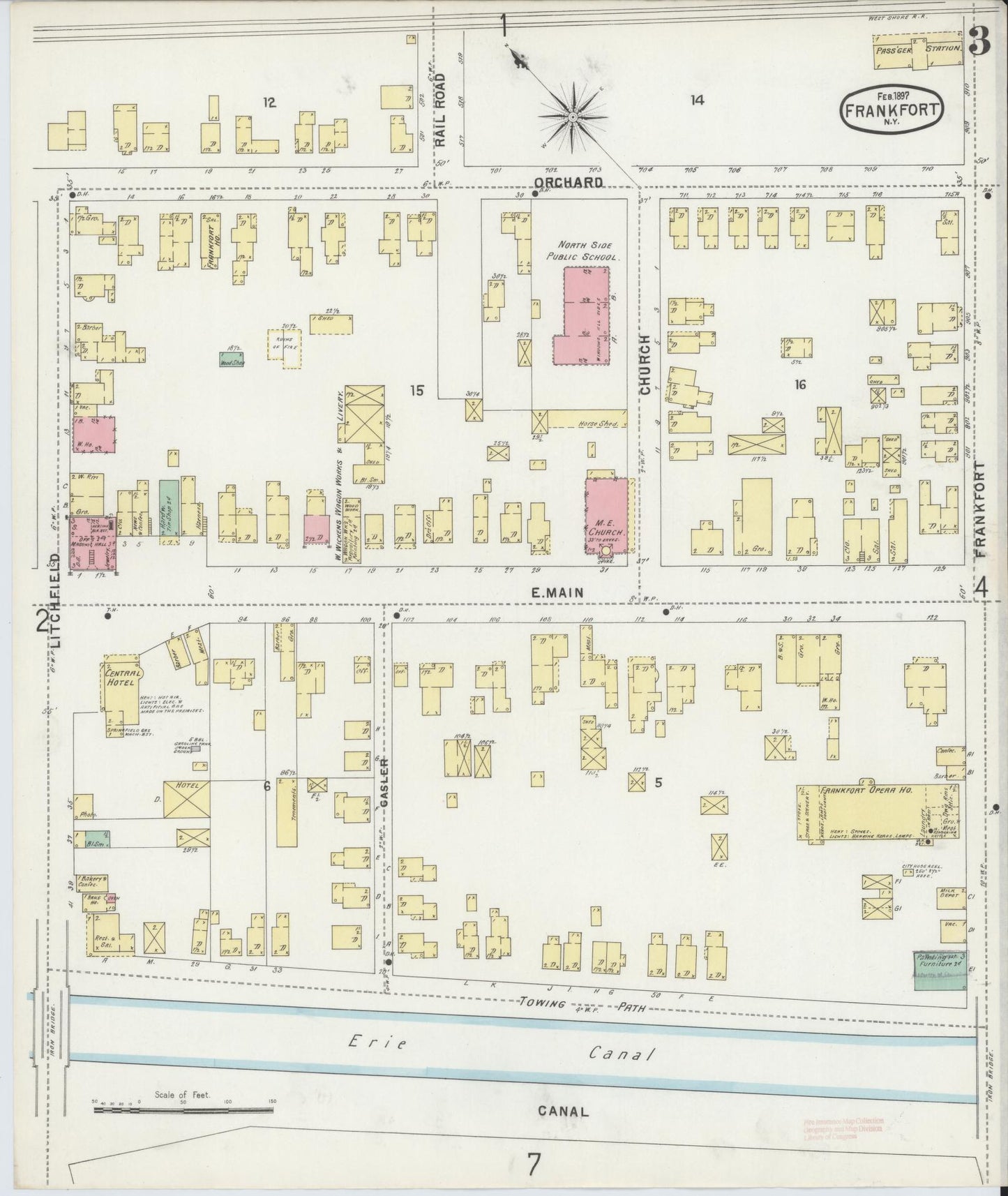 Sanborn Fire Insurance Map from Frankfort, Herkimer County, New York (1897), Sheet #0003 - Complete Map Set gallery image, historic Sanborn map, vintage wall art, New York New York