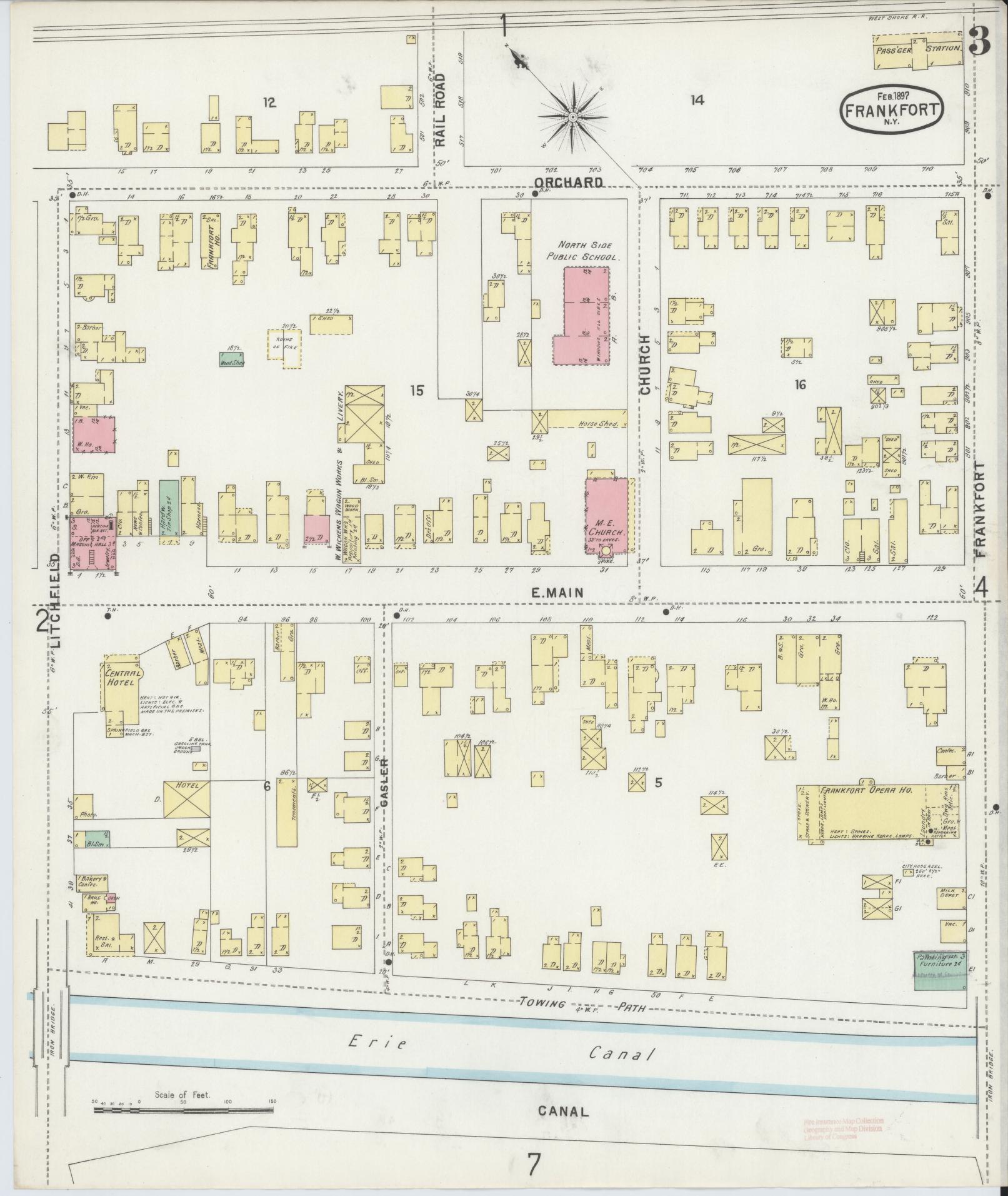 Sanborn Fire Insurance Map from Frankfort, Herkimer County, New York (1897), Sheet #0003 - Complete Map Set gallery image, historic Sanborn map, vintage wall art, New York New York