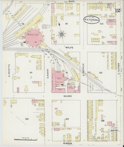Sanborn Fire Insurance Map from Alexandria, Independent Cities, Virginia (1891), Sheet #0012 - Complete Map Set gallery image, historic Sanborn map, vintage wall art, Virginia Virginia