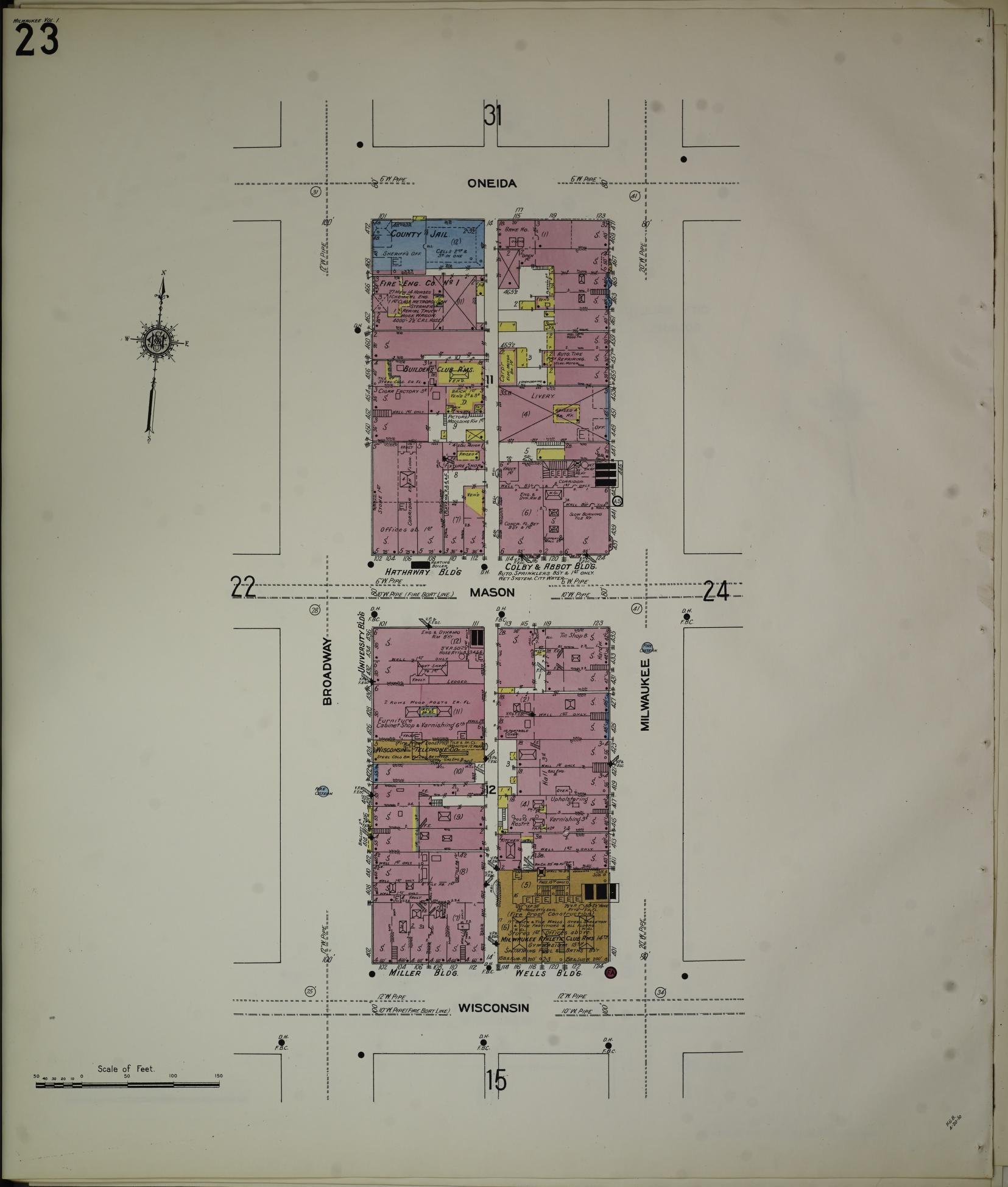 Sanborn Fire Insurance Map from Milwaukee, Milwaukee County, Wisconsin (1910), Sheet #0023 - Historic Sanborn Fire Insurance Map Print, vintage old map wall art, antique decor, genealogy gift, Wisconsin Wisconsin map
