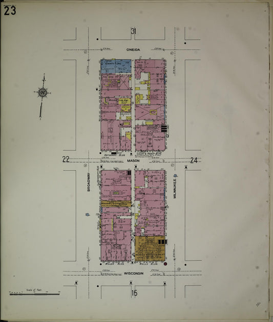 Sanborn Fire Insurance Map from Milwaukee, Milwaukee County, Wisconsin (1910), Sheet #0023 - Historic Sanborn Fire Insurance Map Print, vintage old map wall art, antique decor, genealogy gift, Wisconsin Wisconsin map