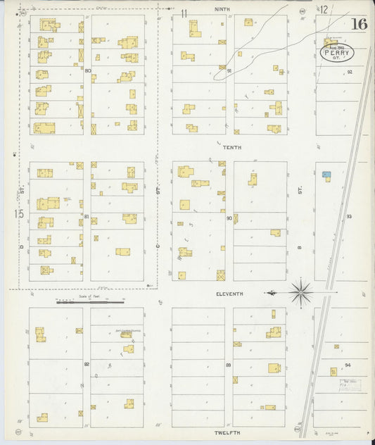 Sanborn Fire Insurance Map from Perry, Noble County, Oklahoma (1903), Sheet #0016 - Historic Sanborn Fire Insurance Map Print, vintage old map wall art, antique decor, genealogy gift, Oklahoma Oklahoma map
